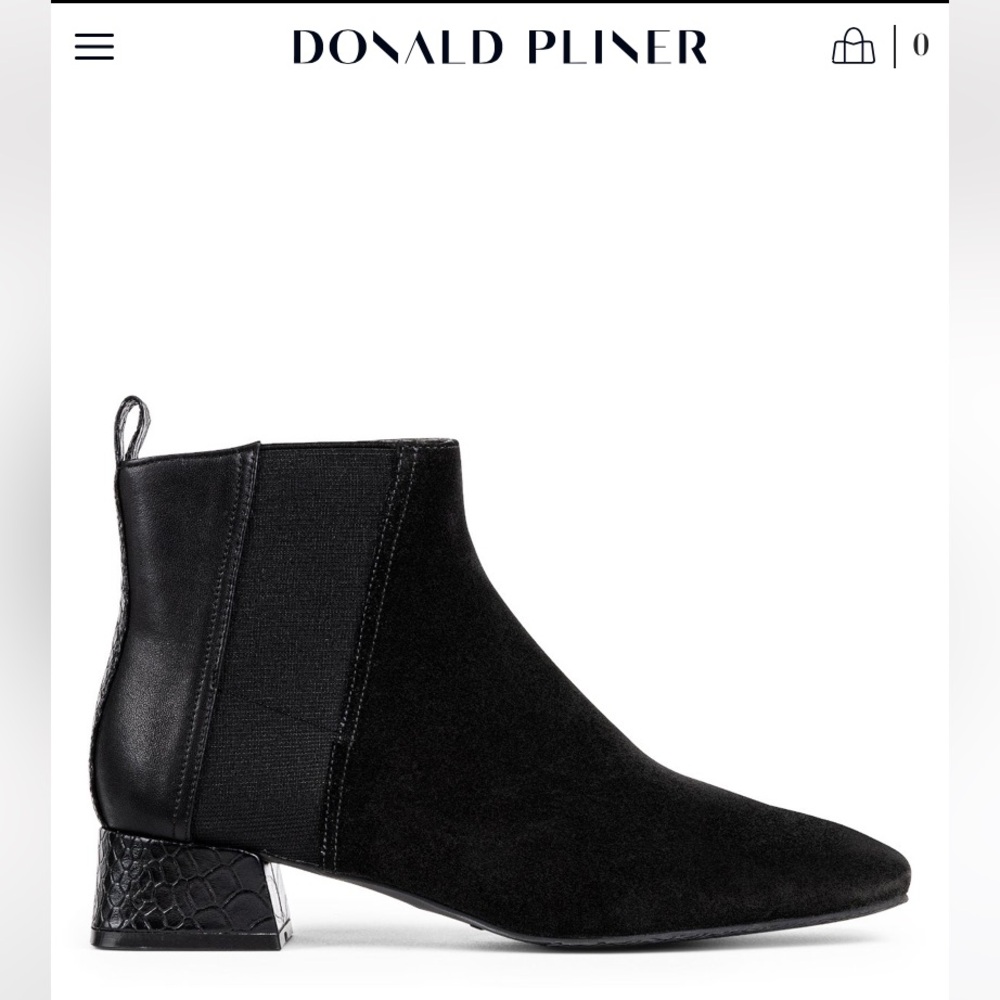 New in box, Donald Pliner black suede ankle boots, size 7